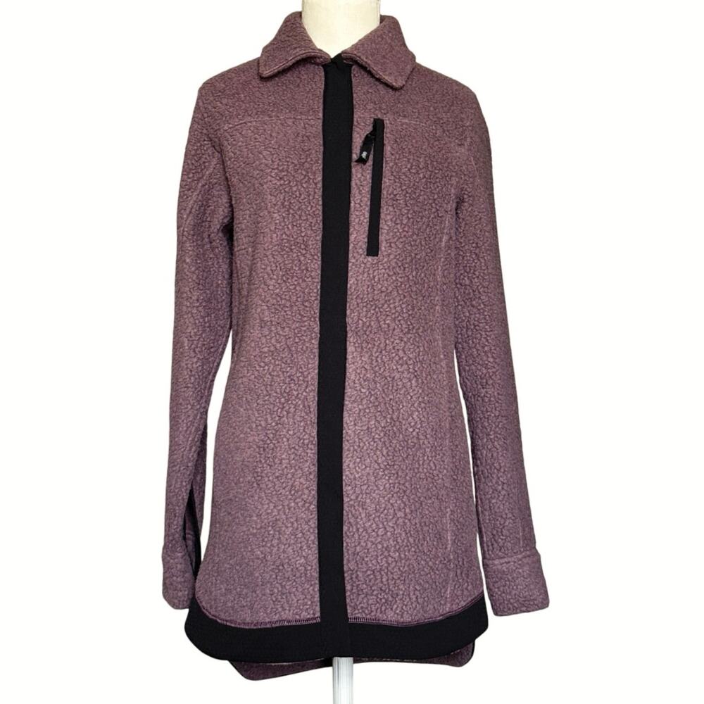 oiselle Mauve Teddy Fleece Jacket with Black Trim